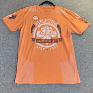 Affliction Hydrocore Graphic Performance Stretch Tee Size XL in Orange & White
